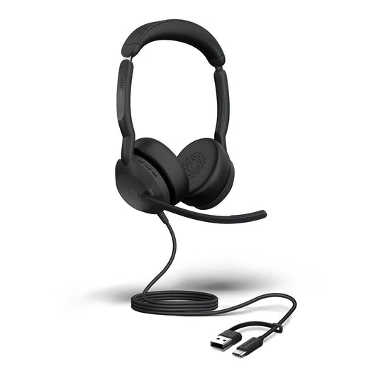 Jabra Evolve2 50, USB C/A UC Stereo Headset, BluetoothÂ®, 4 microphones, Active Noise Cancellation, Busylight, 0 management, Air Comfort technology