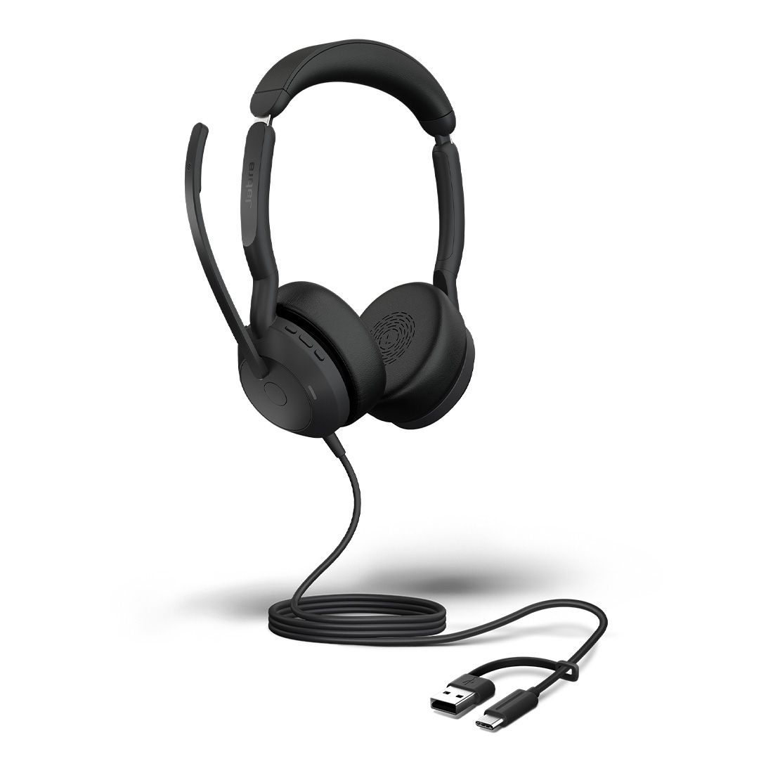 Jabra Evolve2 50, USB C/A UC Stereo Headset, BluetoothÂ®, 4 microphones, Active Noise Cancellation, Busylight, 0 management, Air Comfort technology