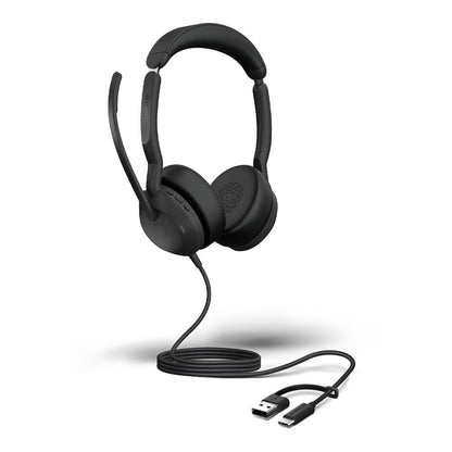 Jabra Evolve2 50, USB C/A UC Stereo Headset, BluetoothÂ®, 4 microphones, Active Noise Cancellation, Busylight, 0 management, Air Comfort technology