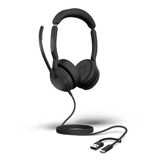 Jabra Evolve2 50, USB C/A UC Stereo Headset, BluetoothÂ®, 4 microphones, Active Noise Cancellation, Busylight, 0 management, Air Comfort technology