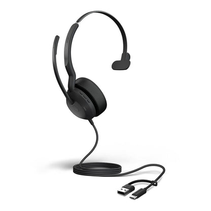 Jabra Evolve2 50, USB C/A MS Mono Headset, BluetoothÂ®, 4 microphones, Active Noise Cancellation, Busylight, 0 management, Air Comfort technology