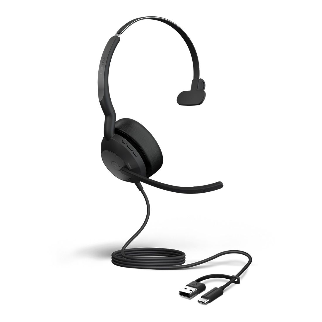 Jabra Evolve2 50, USB C/A MS Mono Headset, BluetoothÂ®, 4 microphones, Active Noise Cancellation, Busylight, 0 management, Air Comfort technology