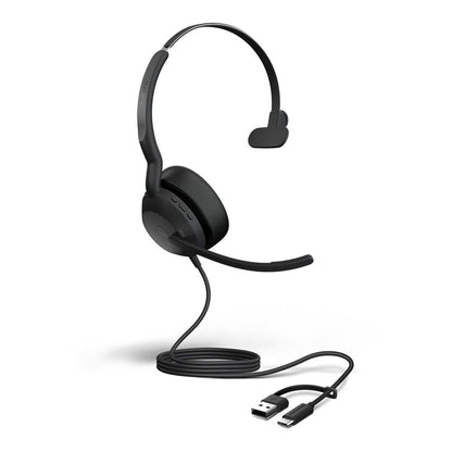 Jabra Evolve2 50, USB C/A MS Mono Headset, BluetoothÂ®, 4 microphones, Active Noise Cancellation, Busylight, 0 management, Air Comfort technology