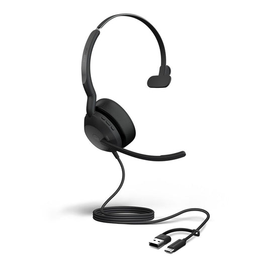 Jabra Evolve2 50, USB C/A MS Mono Headset, BluetoothÂ®, 4 microphones, Active Noise Cancellation, Busylight, 0 management, Air Comfort technology