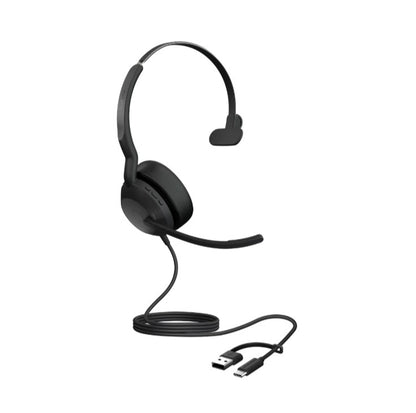 Jabra Evolve2 50, USB C/A UC Mono Headset, BluetoothÂ®, 4 microphones, Active Noise Cancellation, Busylight, 0 management, Air Comfort technology