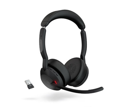 Jabra Evolve2 55 USB A Stereo Teams Active Noise Cancellation, Link 380 BluetoothÂ® Adapter ,30m Wireless Range, 18 Hours Battery Life