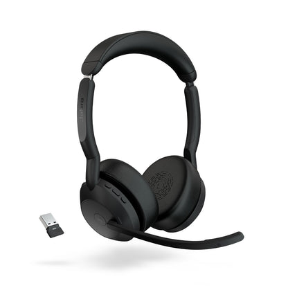 Jabra  Evolve2 55, USB A, Stand, MS Teams, Stand Active Noise Cancellation. Link 380 BluetoothÂ® Adapter ,30m Wireless Range, 18 Hours Battery Life