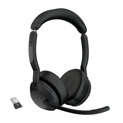 Jabra  Evolve2 55, USB A, Stereo, UC, Active Noise Cancellation (ANC), Link 380 BluetoothÂ® Adapter ,30m Wireless Range, 18 Hours Battery Life
