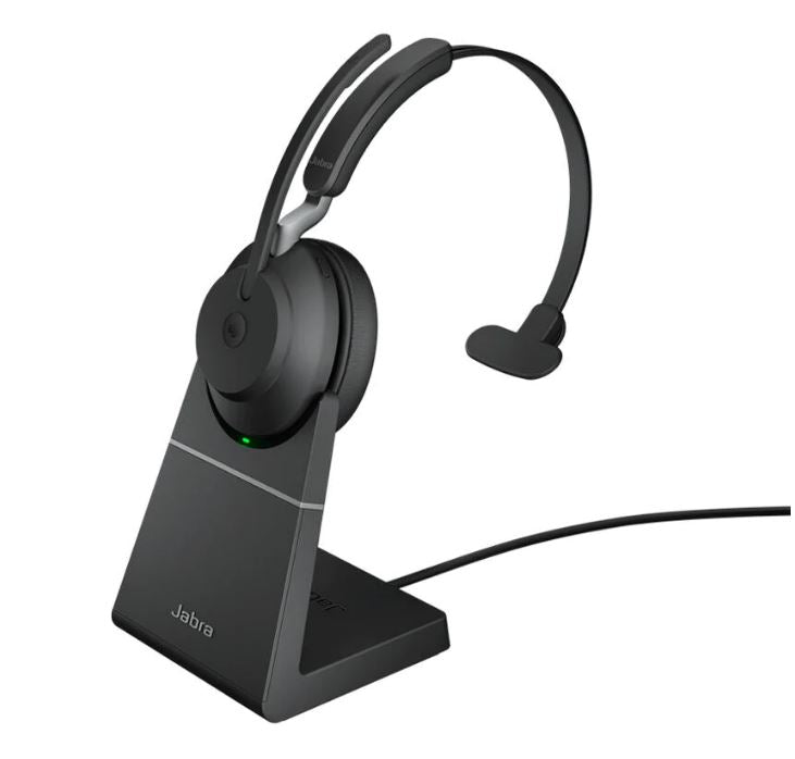 Jabra Evolve2 65 MS Mono Bluetooth Headset, Black Link 380 USB-A and Charging Stand USB-A, Passive Noise-cancelling, 2ys Warranty, 3-Microphone 0