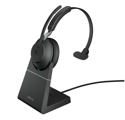 Jabra Evolve2 65 MS Mono Bluetooth Headset, Black Link 380 USB-A and Charging Stand USB-A, Passive Noise-cancelling, 2ys Warranty, 3-Microphone 0