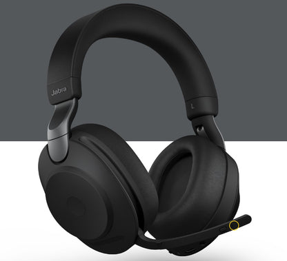 Jabra Evolve2 85 UC Stereo Black Link 380 USB-A and Charging Stand USB-A ANC Bluetooth Headset, 10-Microphone Technology, Digital Hybrid ANC