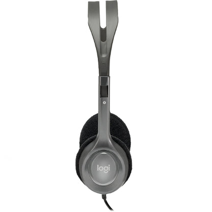 Logitech H110 Stereo Headset — Over-the-Head, 3.5mm, Adjustable, Noise-Cancelling Mic
