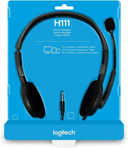 Logitech H111 Strereo Headset (Single 3.5mm Jack) Cable length: 7.71 ft (2.35 m)
