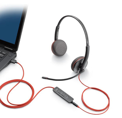 Plantronics/Poly Blackwire 3225 Headset, USB-A, Stereo, 3.5mm duo corded, Noise canceling, Dynamic EQ, SoundGuard, Intuitive 0 control, **PROMO**