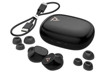 Plantronics/Poly Bluetooth Headset Voyager Free 20 Black, True wireless BluetoothÂ® earbuds, Adaptive Active Noise Canceling (ANC)
