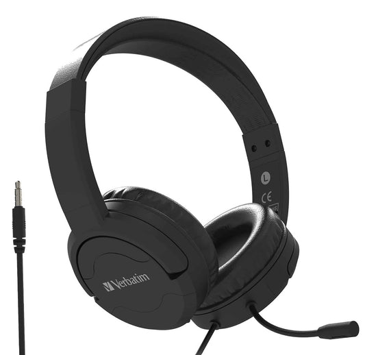 Verbatim Verbatim Multimedia Headset with ANC & Noise Cancelling Boom Mic - Black 66706
