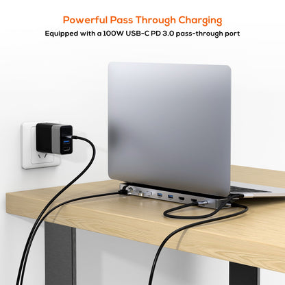 mbeatÂ® D12 Multi-Port Dual HDMI 4K USB-C Dock Dual 4K/60Hz HDMI output 100W USB-C PD 3.0 3x USB 3.2 1x Audio Port SD and Microsd