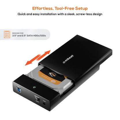mbeatÂ® C1 Tool-Free USB 3.0 3.5' & 2.5' SATA HDD Enclosure - Black Data Speed: Maximum up to 5Gbp Product Weight: 121g DC Power: +12V/2A Power Supply