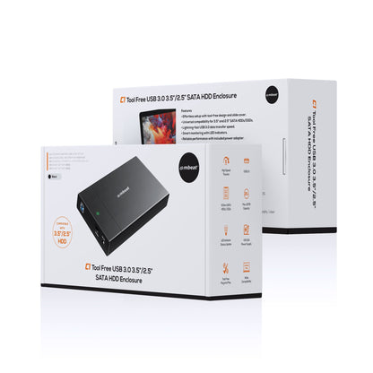 mbeatÂ® C1 Tool-Free USB 3.0 3.5' & 2.5' SATA HDD Enclosure - Black Data Speed: Maximum up to 5Gbp Product Weight: 121g DC Power: +12V/2A Power Supply