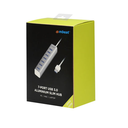 mbeat 7-Port USB 3.0 Powered Hub — Aluminium Slim Design, USB 2.0/1.1 Compatible