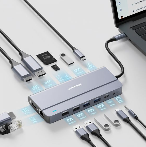 mbeat® Elite X14 Triple 4K Display Multi-Port USB-C Hub USB-C 3.2 Gen 2 × 1, S