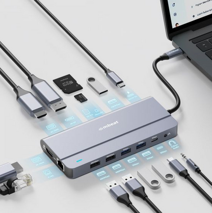mbeat® Elite X14 Triple 4K Display Multi-Port USB-C Hub USB-C 3.2 Gen 2 × 1, S