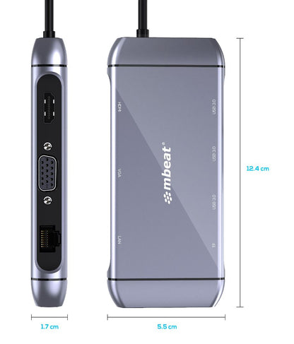 mbeat®  Elite X9 9-in-1 Multifunction USB-C Docking Station 1x HDMI, 1x VGA 1x