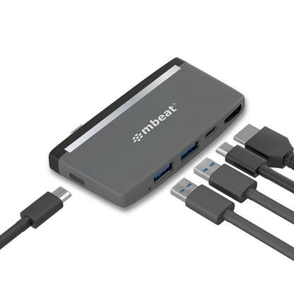 mbeat®  Essential Pro  5-IN-1 USB- C Hub ( 4k HDMI Video, USB-C PD Pass Thro