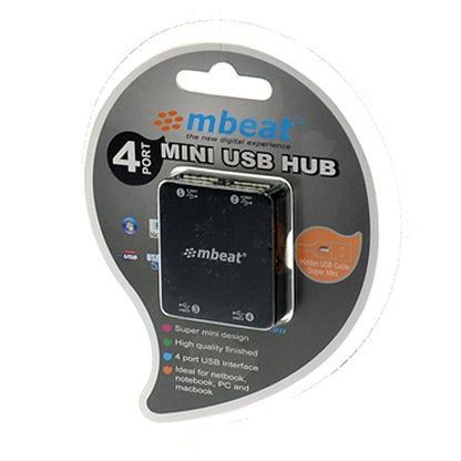 mbeat 4-Port USB 2.0 Hub — Plug and Play, High Speed, Compact Design