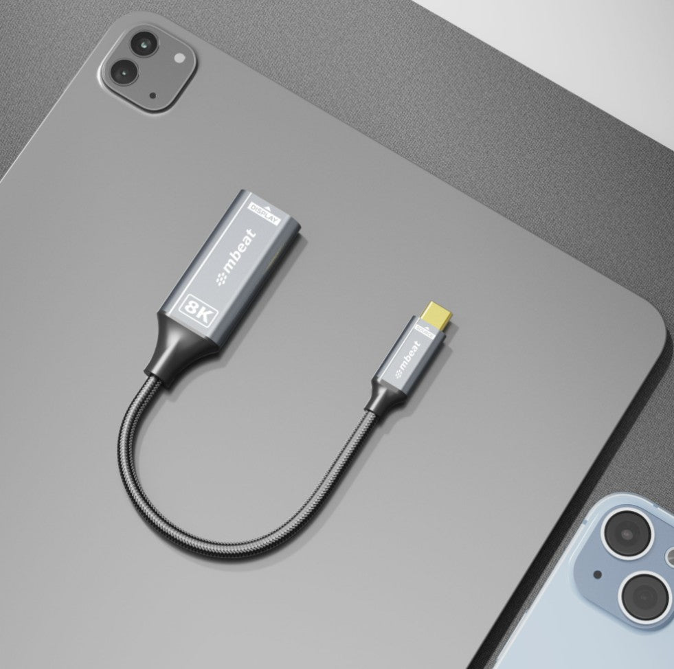 mbeat Tough Link 8K USB-C to DP Adapter - Space Grey USB-C (male) to DisplayPort