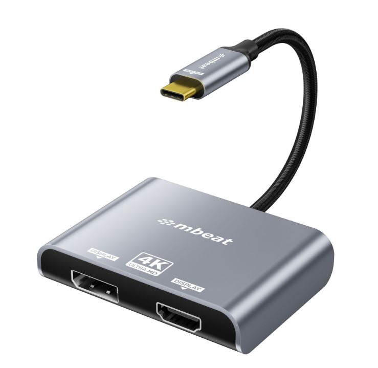 mbeat Tough Link USB-C to DP&HDMI Dual 4K/60Hz MST Adapter 4K (3840x2160) @ 60Hz