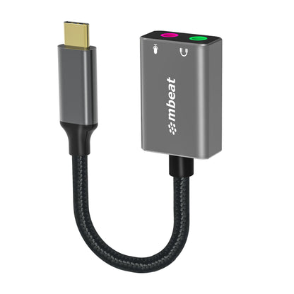 mbeat Elite USB-C to 3.5mm Audio and Microphone Adapter -  Adds Headphone Audio