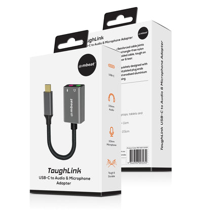 mbeat Elite USB-C to 3.5mm Audio and Microphone Adapter -  Adds Headphone Audio