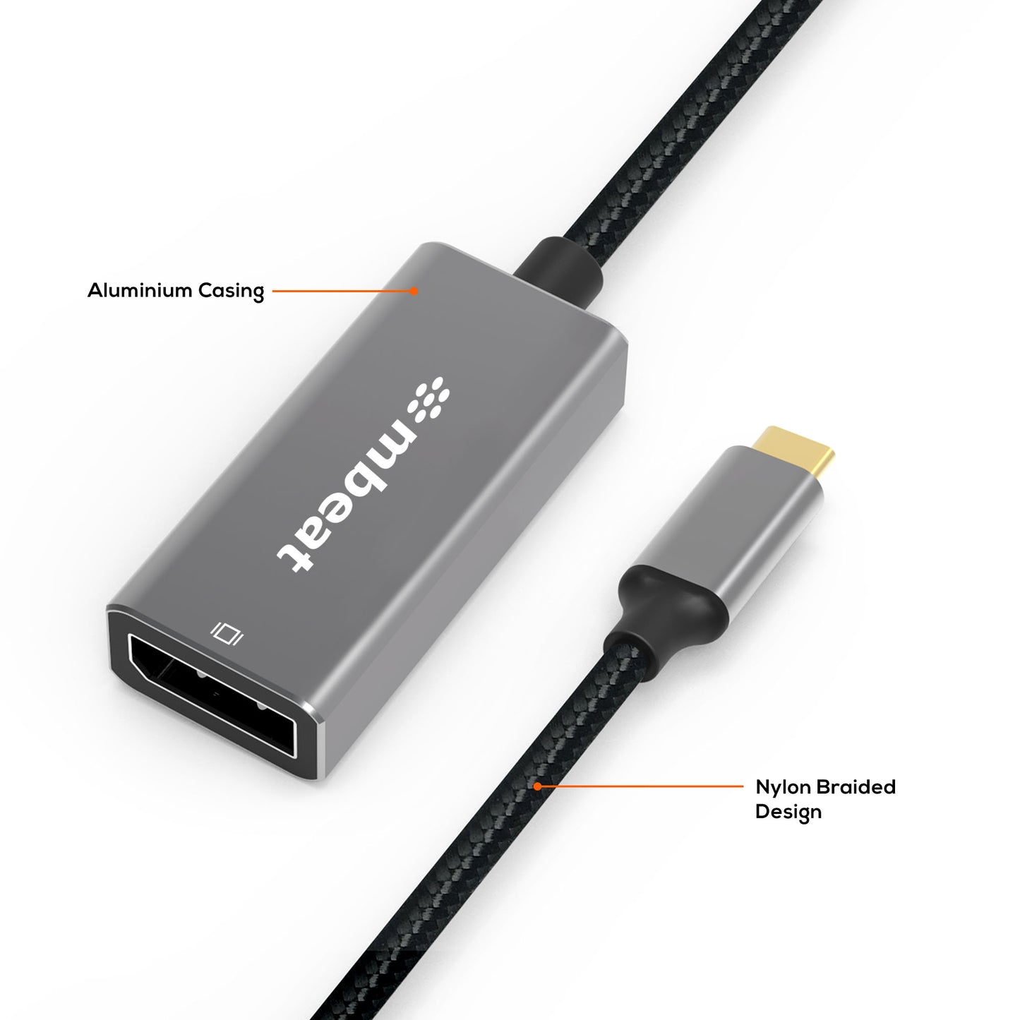 mbeat Elite USB-C to Display Port Adapter  -Converts USB-C to DisplayPort female