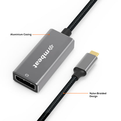 mbeat Elite USB-C to Display Port Adapter  -Converts USB-C to DisplayPort female
