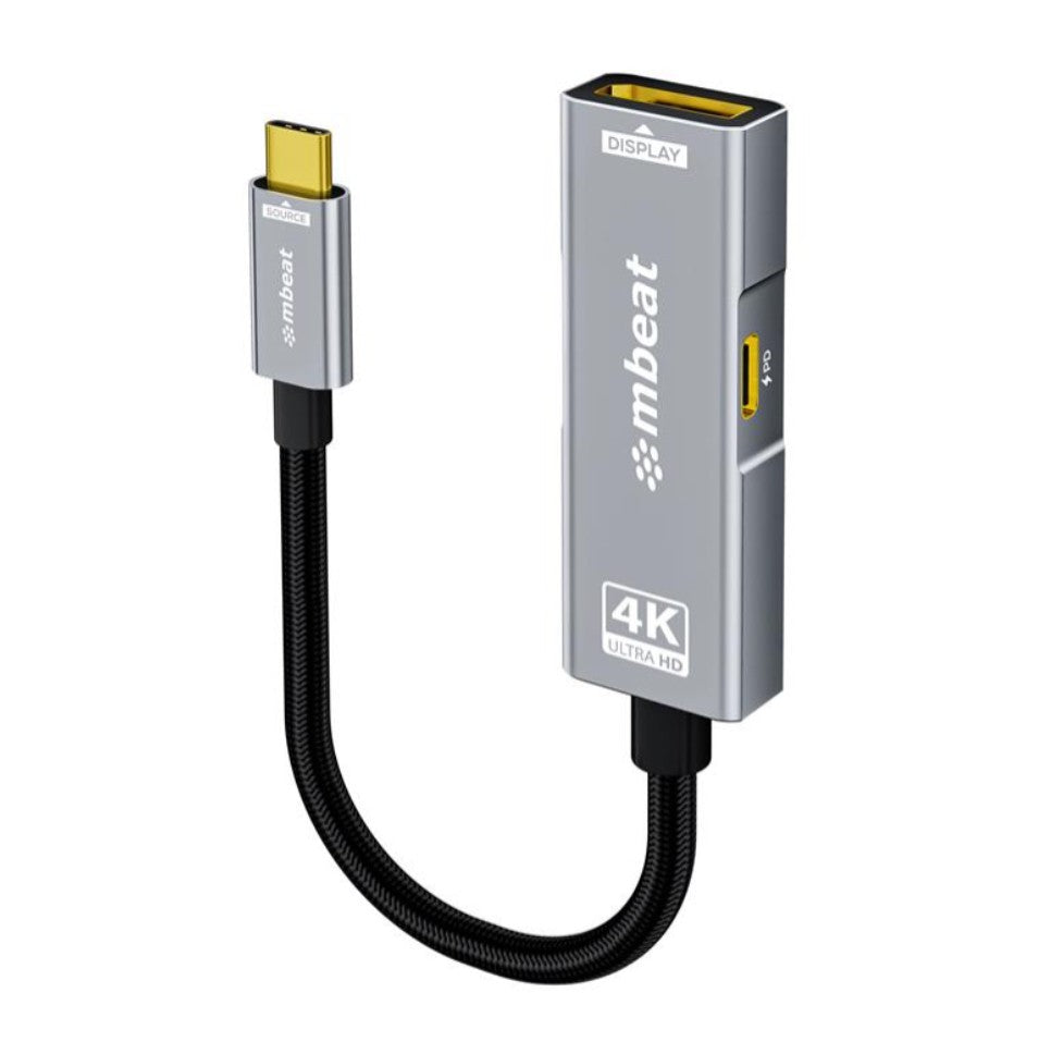 mbeat Tough Link USB-C to DP Adapter with 100W PD - Space Grey 4K (3840 x 2160)