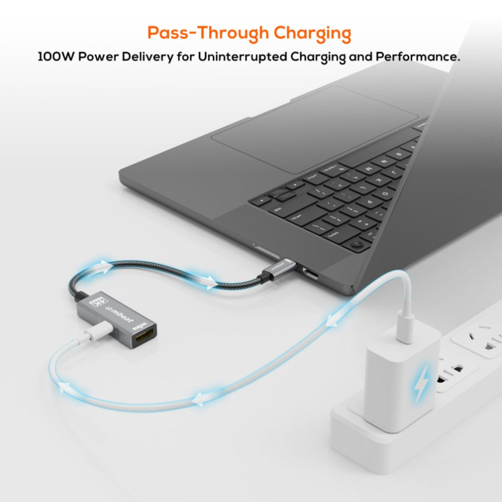 mbeat Tough Link USB-C to HDMI Adapter with 100W PD - Space Grey  5V-20V/5A, 100