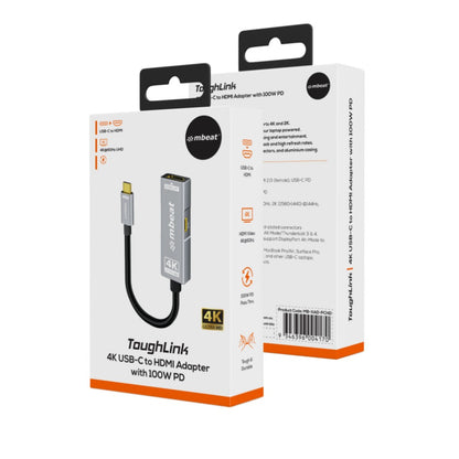 mbeat Tough Link USB-C to HDMI Adapter with 100W PD - Space Grey  5V-20V/5A, 100