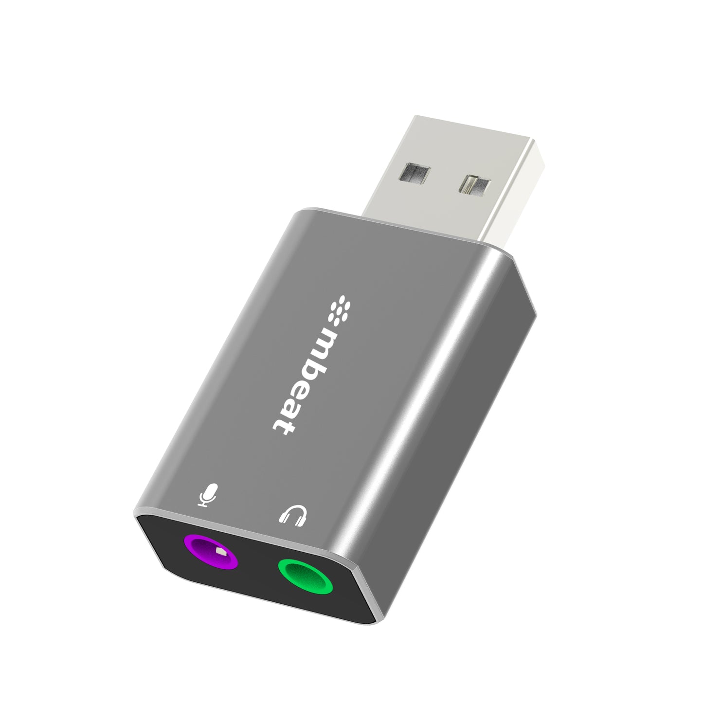 mbeat Elite USB to 3.5mm Audio and Microphone Adapter - Add Headphone Audio Jack