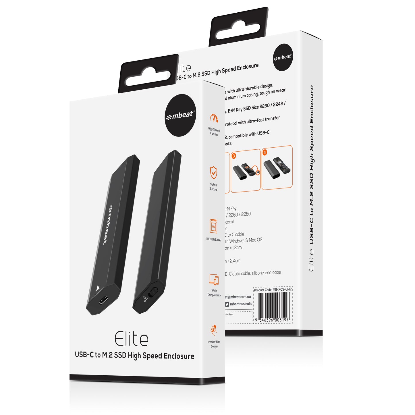 mbeat Elite USB-C to M.2 SSD Enclosure - Pocket Size, Ultra Durable, Supports M