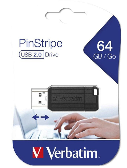 Verbatim Store'n'Go Pinstripe 64GB USB Flash Drive — Black