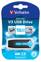 Verbatim Store'n'Go V3 16GB USB 3.0 Flash Drive — Retractable | Blue