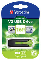 Verbatim Store'n'Go V3 16GB USB 3.0 Flash Drive — Retractable | Green