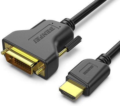 BENFEI HDMI to DVI Bi-Directional Cable — DVI-D 24+1 Male to HDMI Male