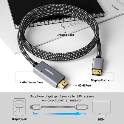 BENFEI 4K DisplayPort to HDMI Cable — 90cm
