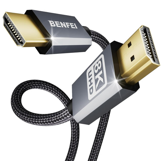 BENFEI 8K HDMI 2.1 Cable — Aluminium Shell, Nylon Braided, Certified Ultra High Speed | 1M (358GY-1M)