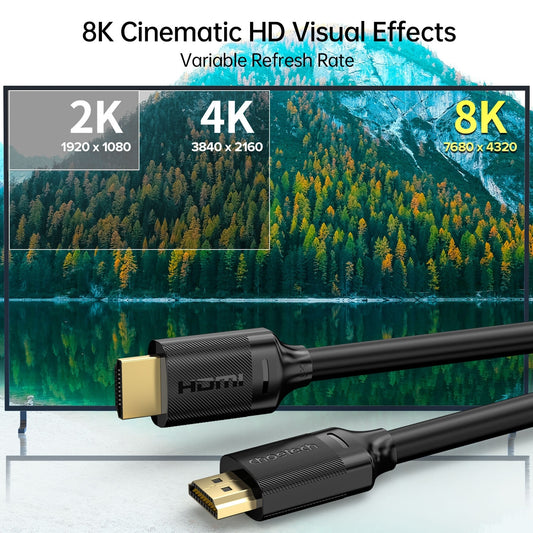 CHOETECH 8K HDMI 2.1 Cable — 48Gbps, 8K@60Hz, Braided | 2M Black (XHH-TP20)