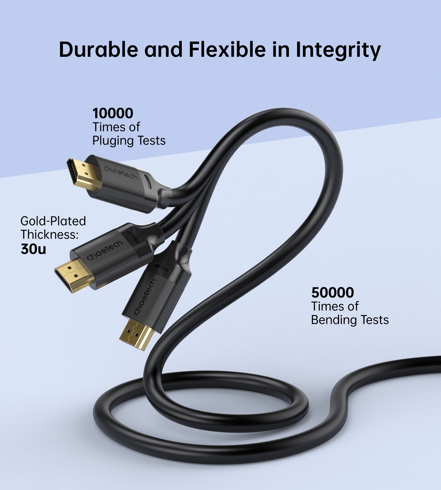 CHOETECH 8K HDMI 2.1 Cable — 48Gbps, 8K@60Hz, Braided | 2M Black (XHH-TP20)