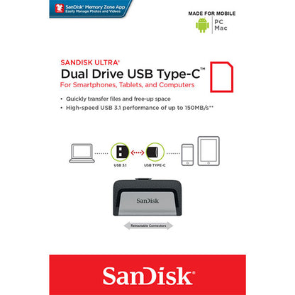 SanDisk Ultra Dual Drive 256GB USB-C & USB-A Flash Drive (SDDDC2-256G)