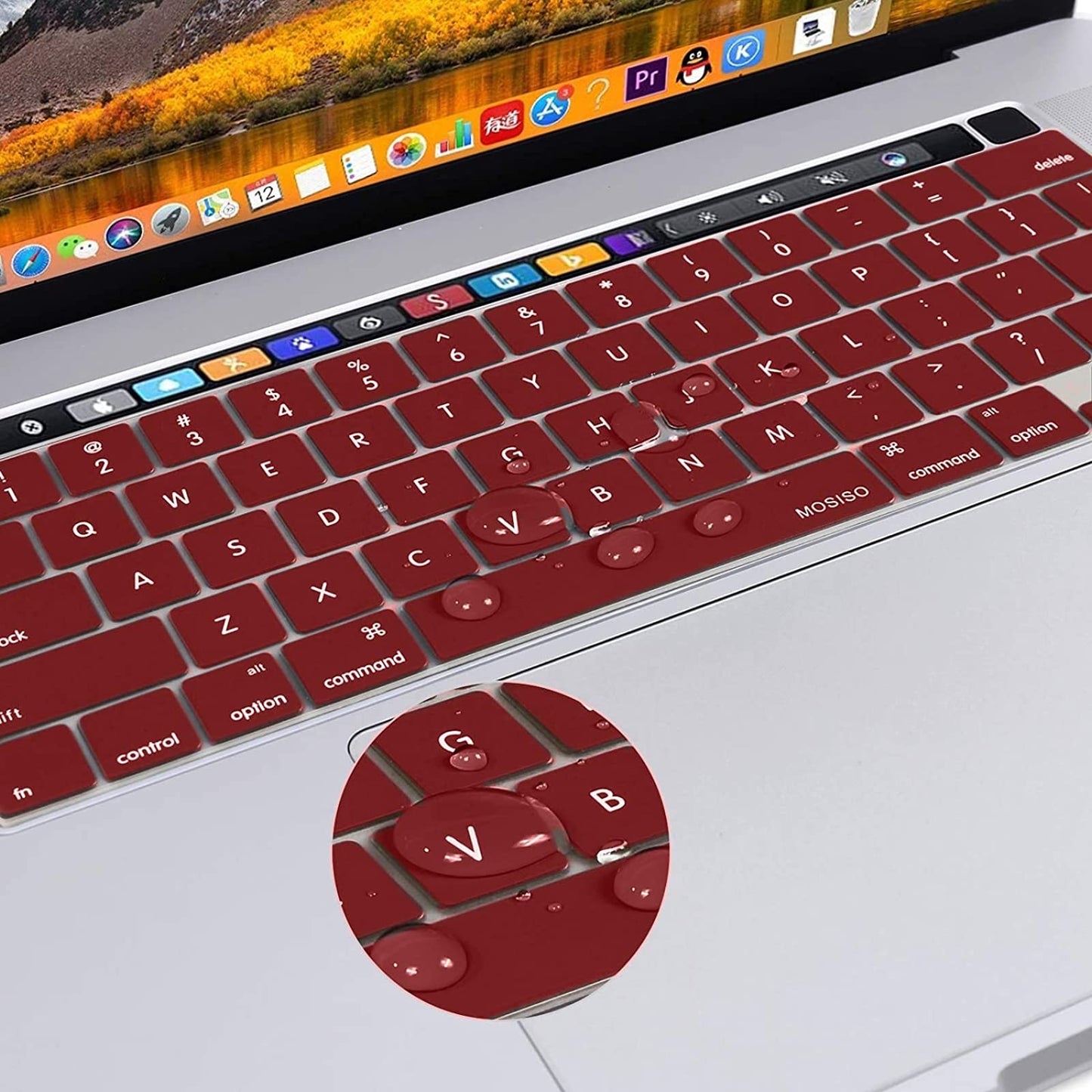 MacBook Pro Keyboard Cover Skin — Wine Red | A2338 A2289 A2251 A2141 (M1 M2, 2020–2023)